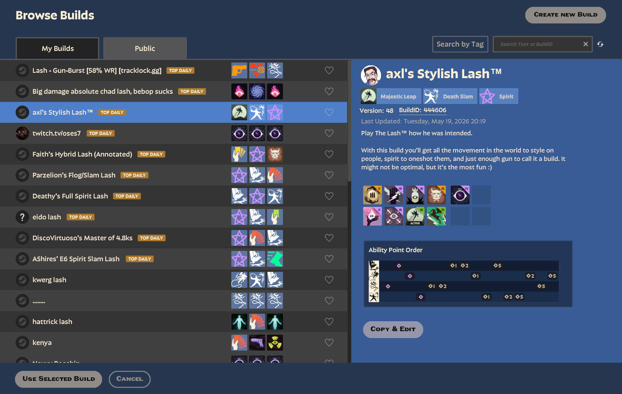 Deadlock In-Game Build Browser